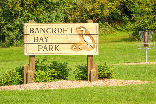 Wooden sign reading 