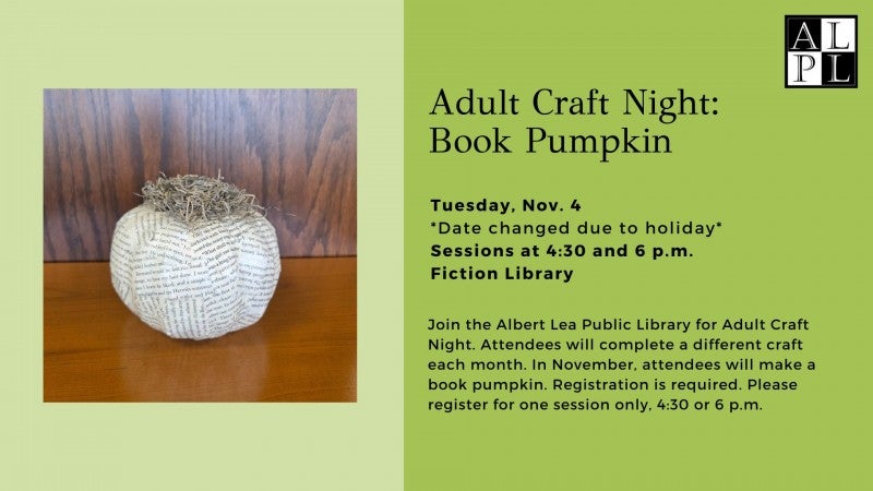 Adult Craft Night: Book Pumpkin